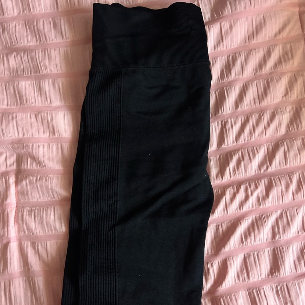 Black Kids Rib-Panel Leggings